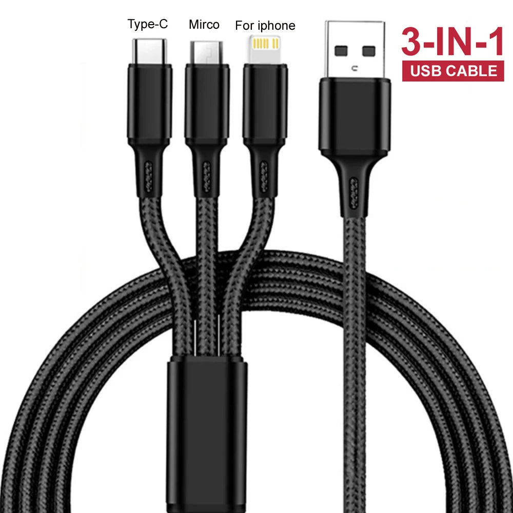 3in1 Data USB Cable for iPhone Fast Charger