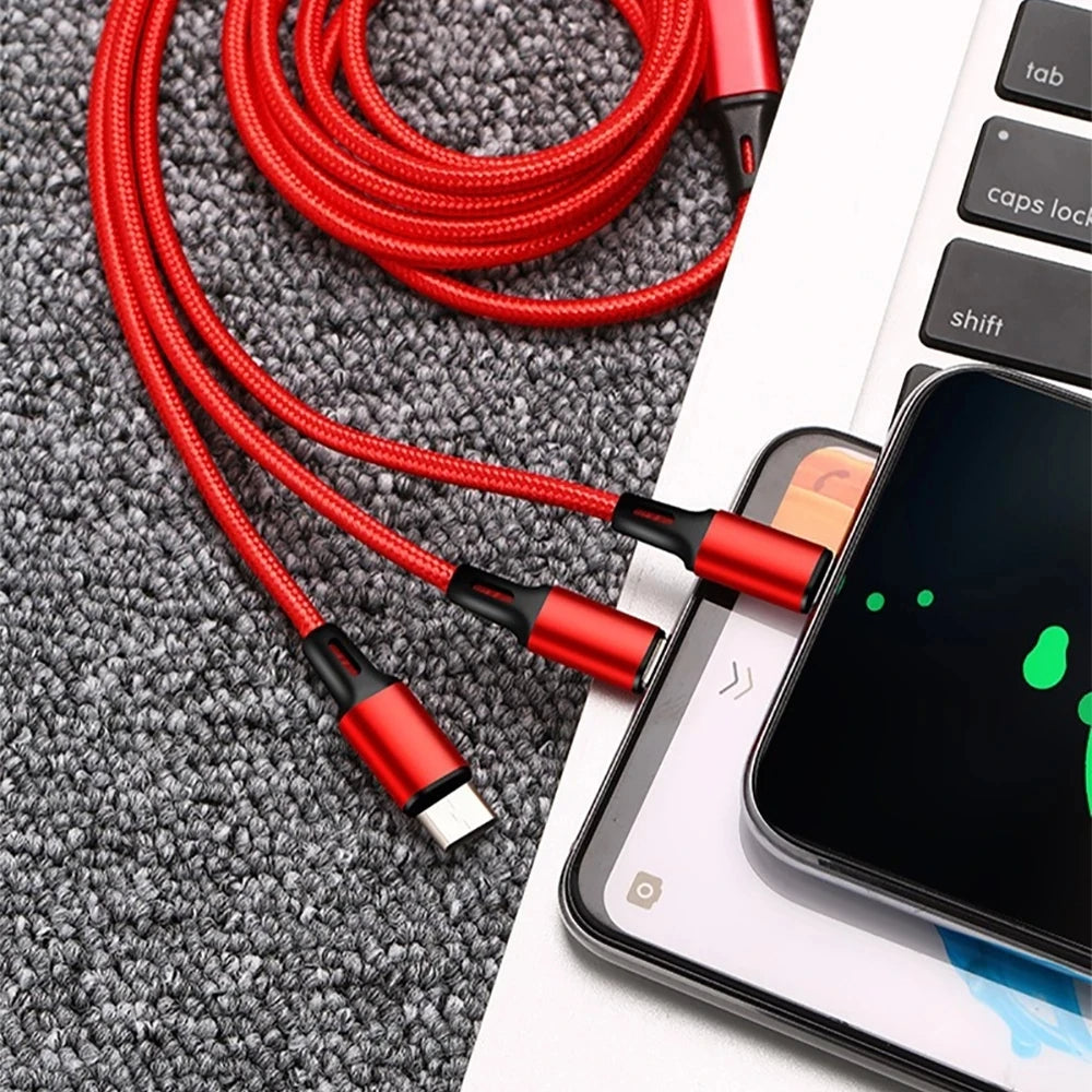 3in1 Data USB Cable for iPhone Fast Charger