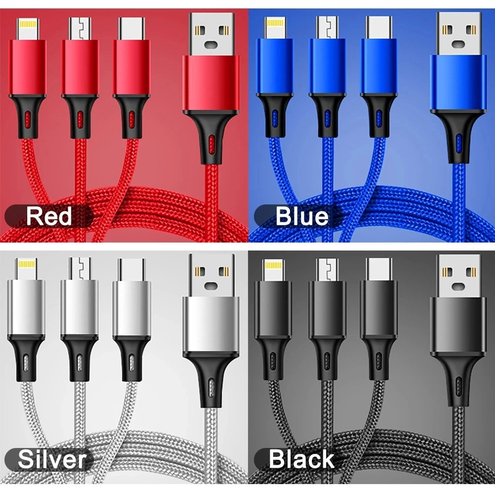 3in1 Data USB Cable for iPhone Fast Charger