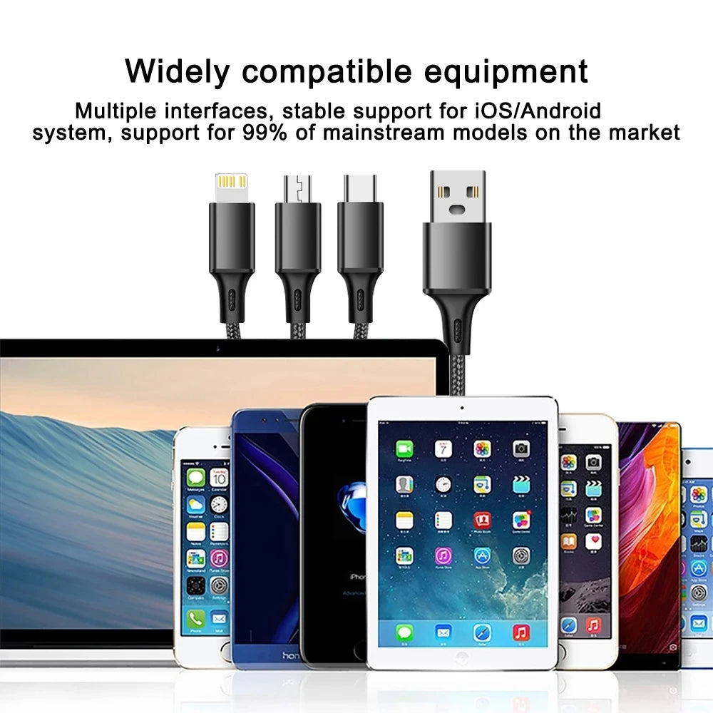 3in1 Data USB Cable for iPhone Fast Charger