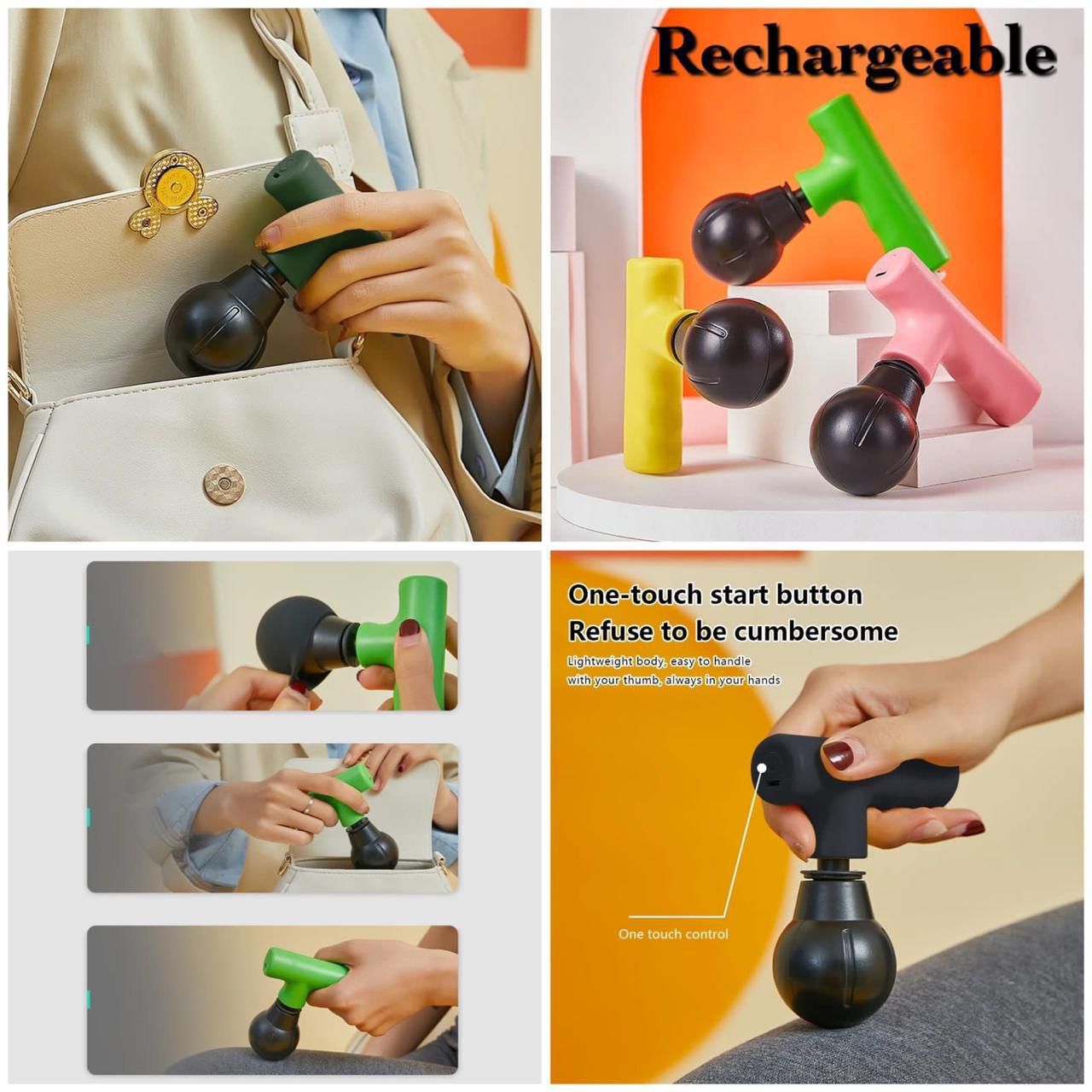 Mini Pocket Rechargeable 4 Modes Facial Gun Massager with Box (Mix/Random color
